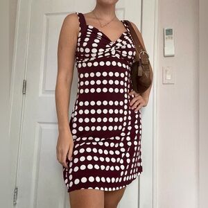 White House Black Market Burgundy and White Mini Dress